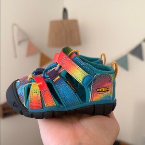 KEEN Kids Rainbow Tie-Dye Sport Sandal - Teal & Multicolor